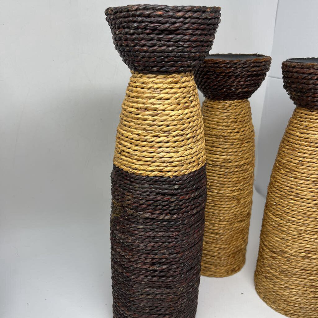 Set of 3 Rope Wrapped Candleholders