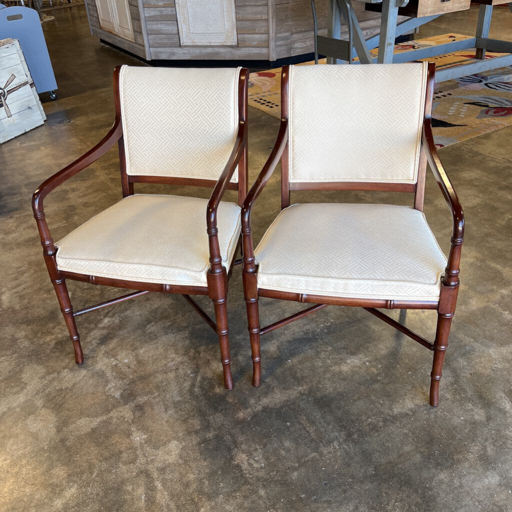 Pair of Faux Bamboo Mahogany Armchairs