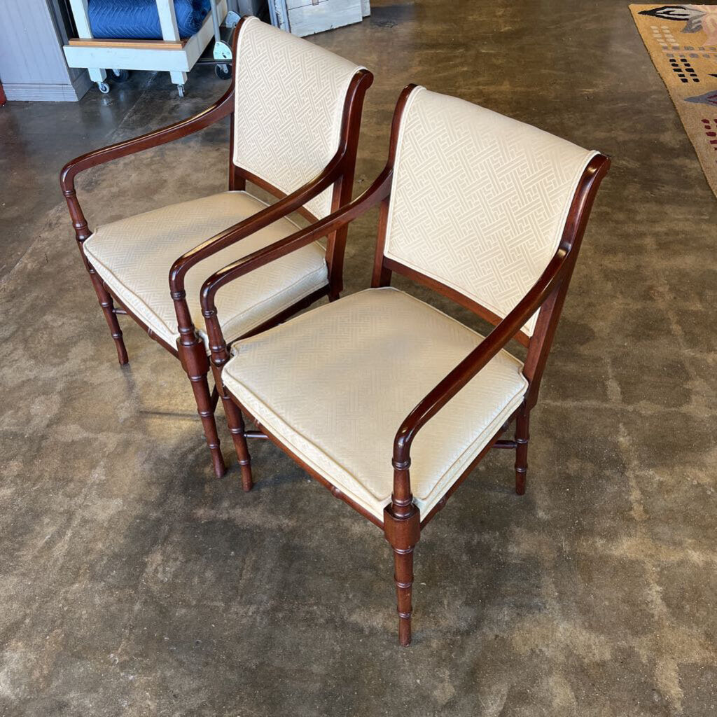 Pair of Faux Bamboo Mahogany Armchairs