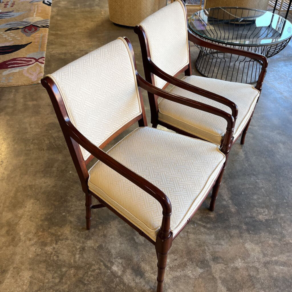 Pair of Faux Bamboo Mahogany Armchairs