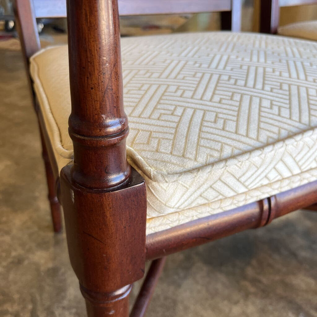 Pair of Faux Bamboo Mahogany Armchairs