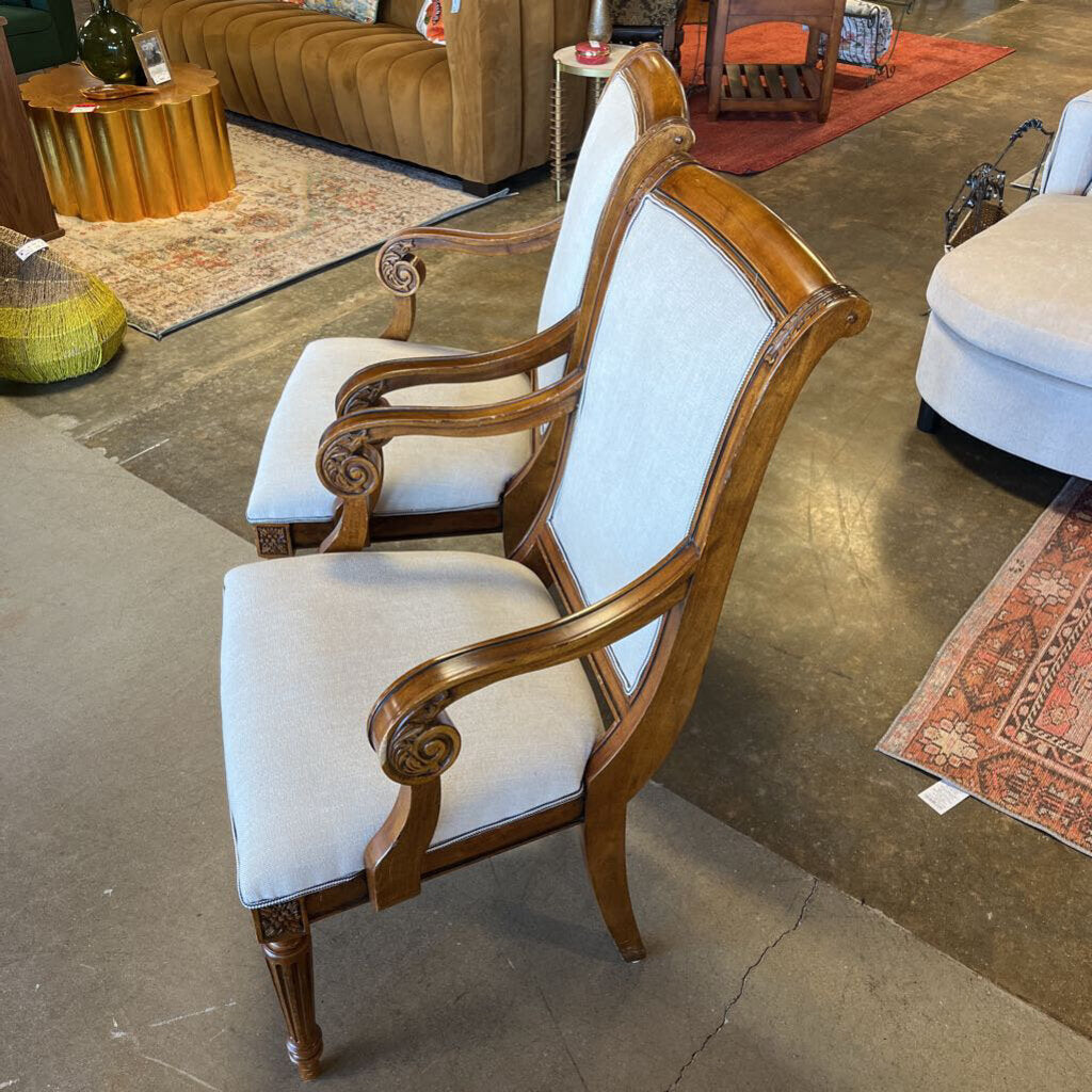 Set of 2 Scroll Arm Chairs - Floral Back