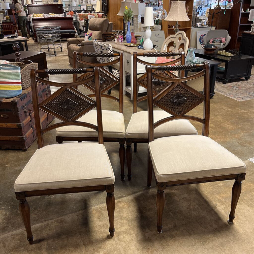 Set of 4 Regency Dining Chair w/ Cane Accent