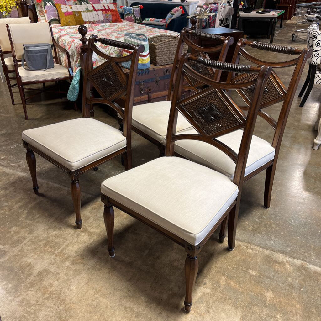 Set of 4 Regency Dining Chair w/ Cane Accent