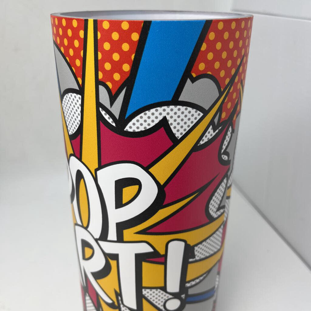 Vinyl Wrapped Pop Art Glass Vase 12'H