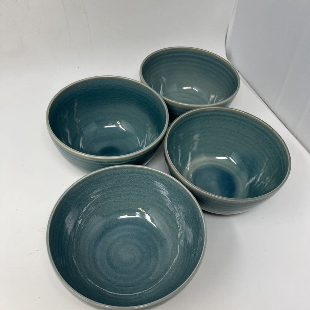 Signed Pottery Salad/Soup Bowls 4 PC
