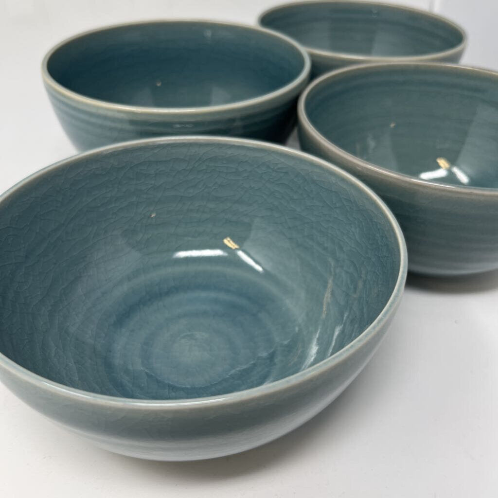 Signed Pottery Salad/Soup Bowls 4 PC