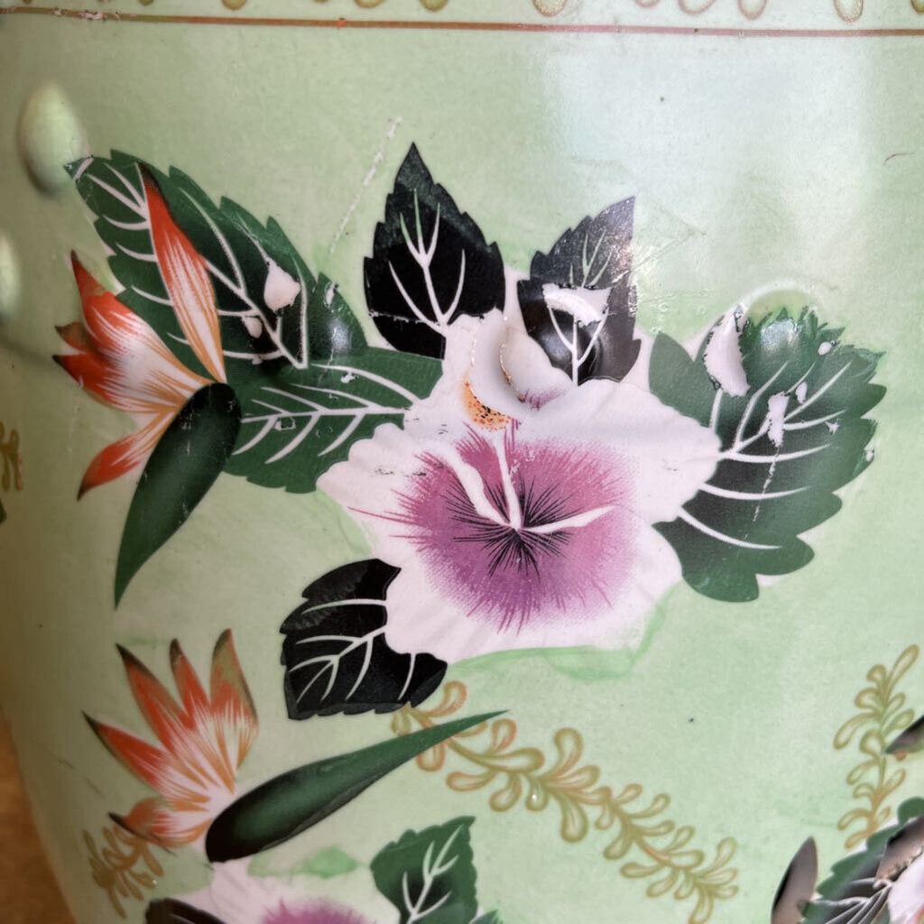 Porcelain Floral Garden Stool 17.75"H