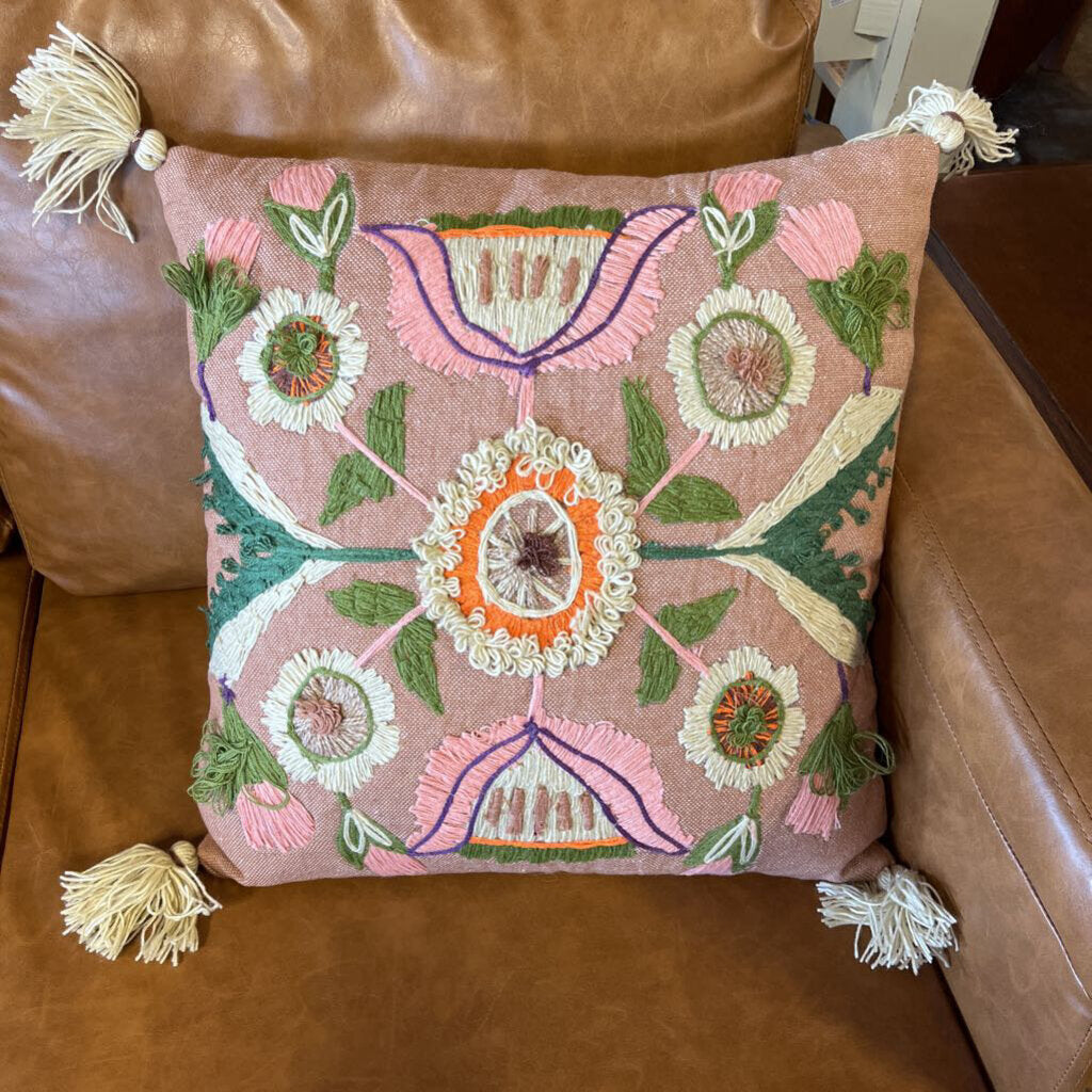 Pink Green embriodered CREATIVE COOP