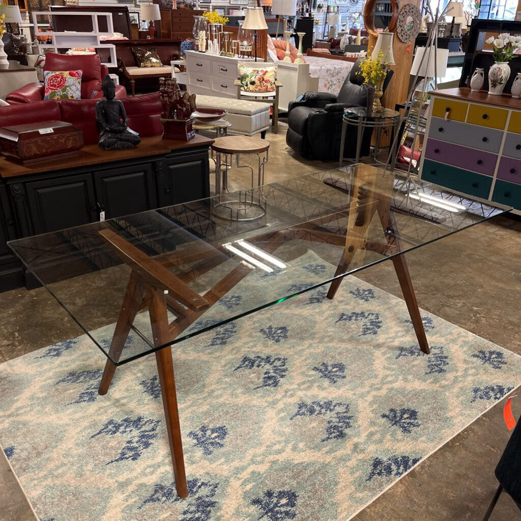 Jensen Table- Wood/Glass 6'4"x3