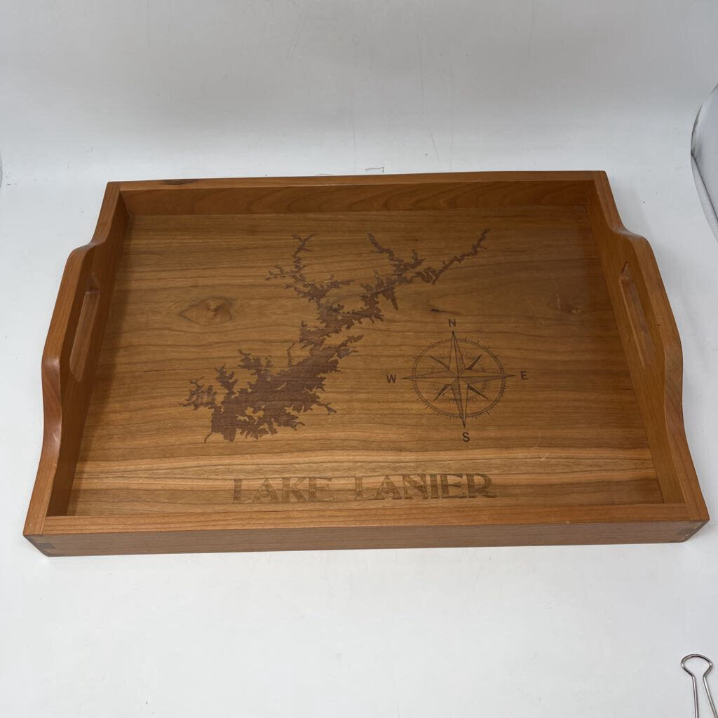 Lake Lanier Wood tray w/ Handles