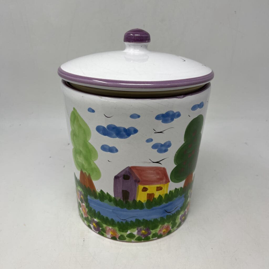 Hand Painted Canister with Lid