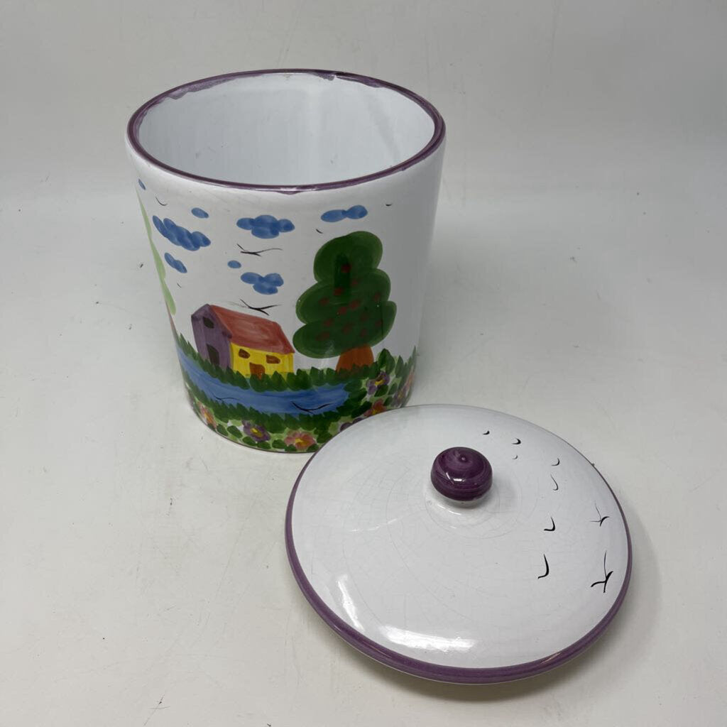 Hand Painted Canister with Lid