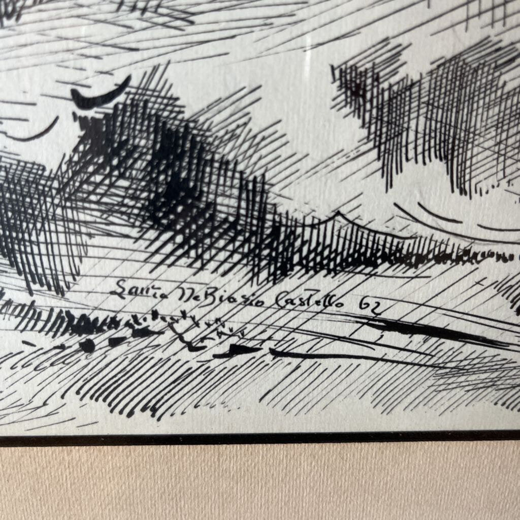 Desert Ruins Ink Drawing 31x18.5
