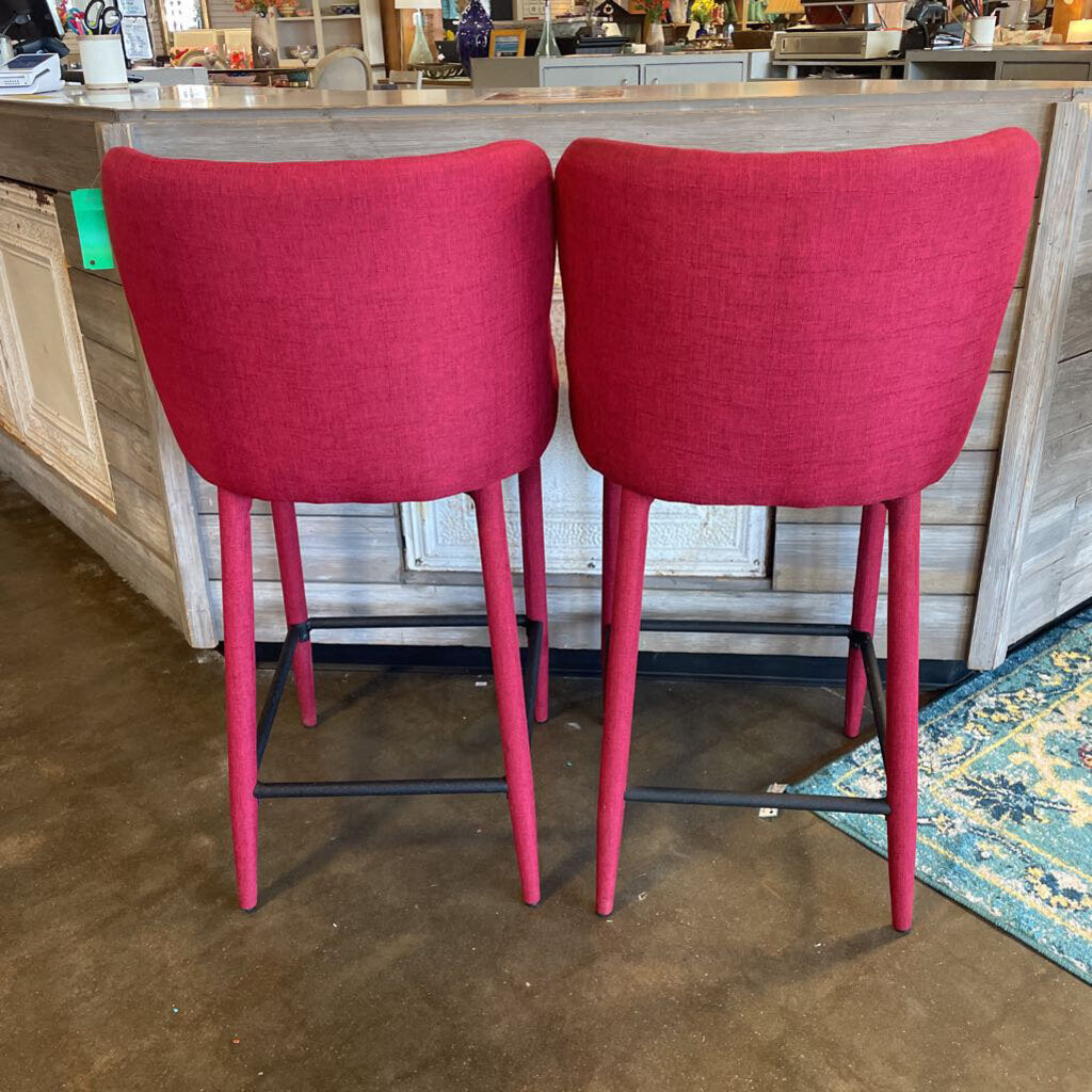 Pair of Red Counter Height Barstools