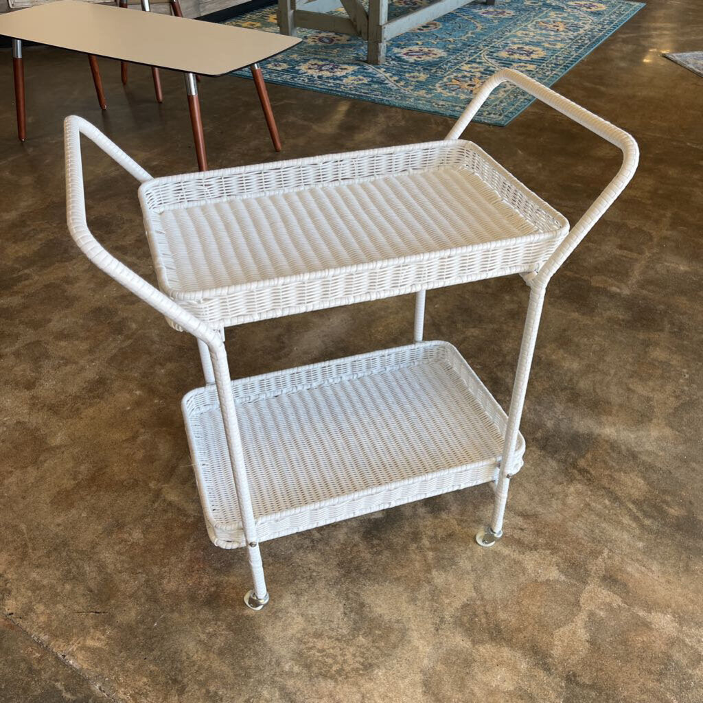 Resin Wicker Serving Cart