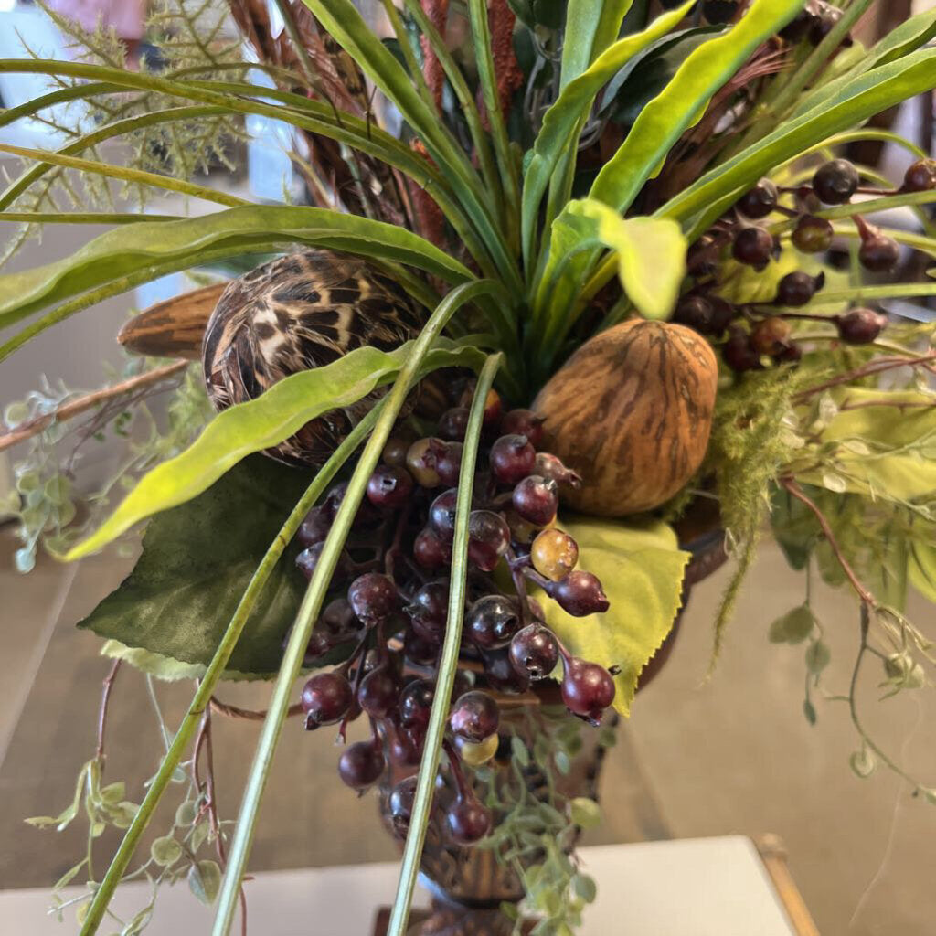 Floral Arrangement in Wood Vase