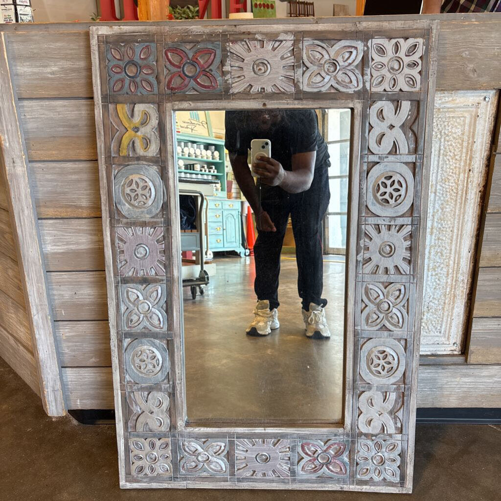 Wood Patchwork Mirror 25x38