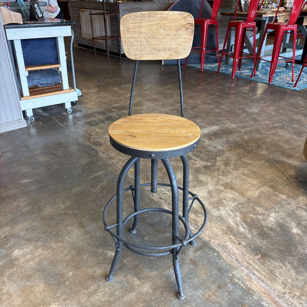 Wood/Metal Adjustable Height Barstool