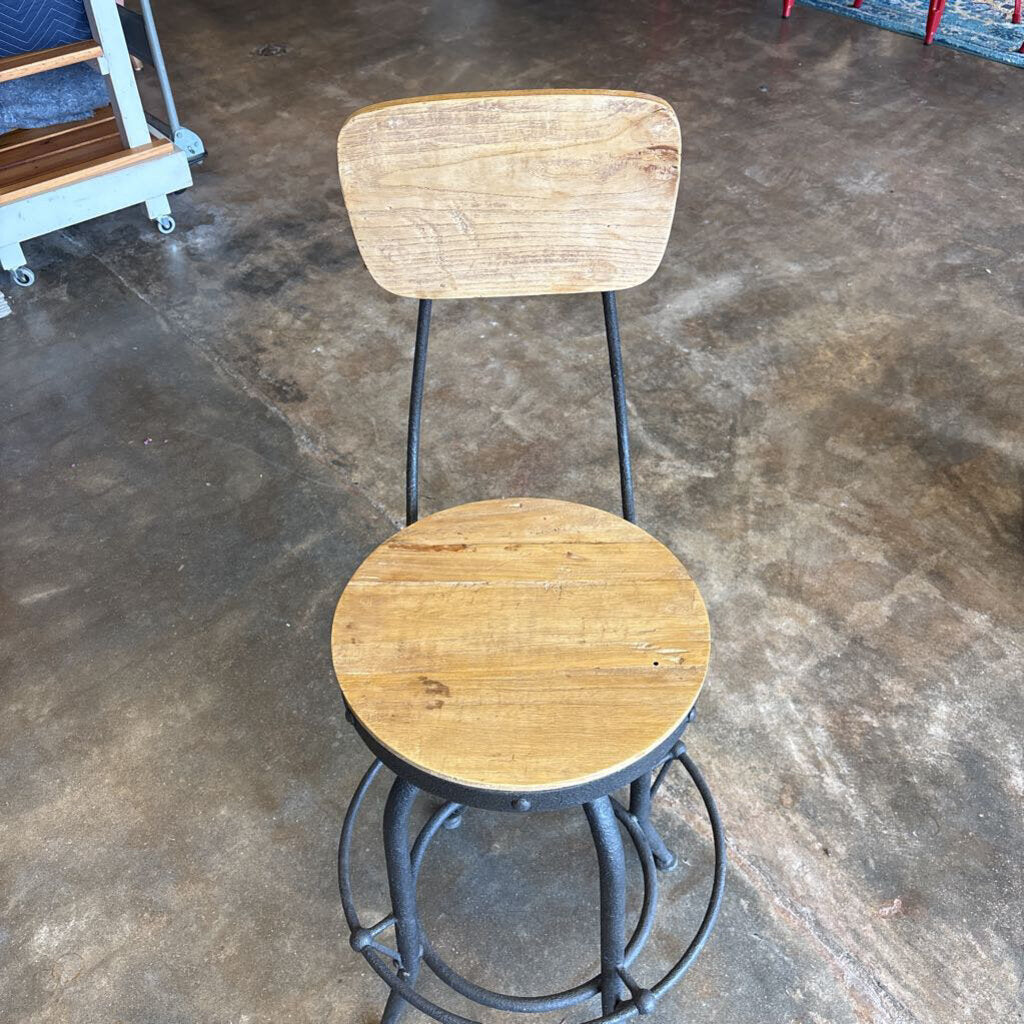 Wood/Metal Adjustable Height Barstool