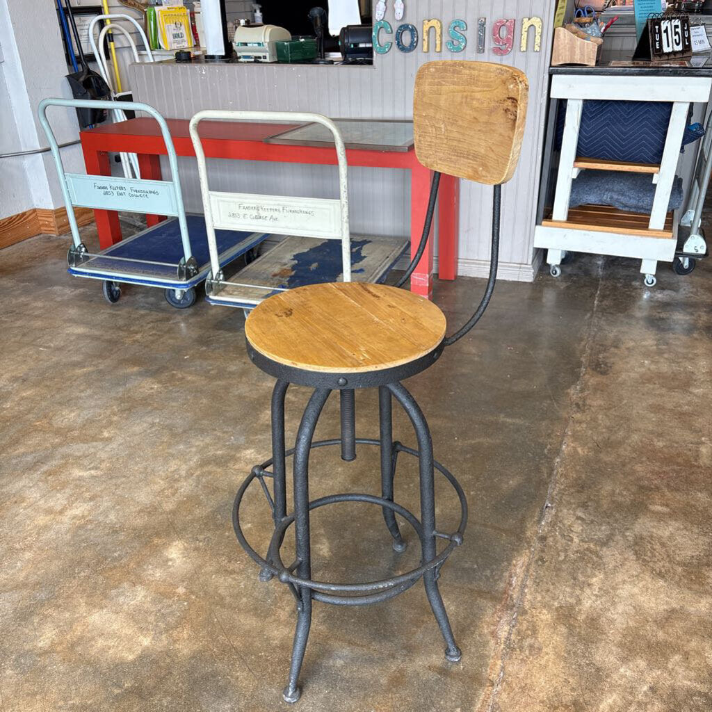 Wood/Metal Adjustable Height Barstool