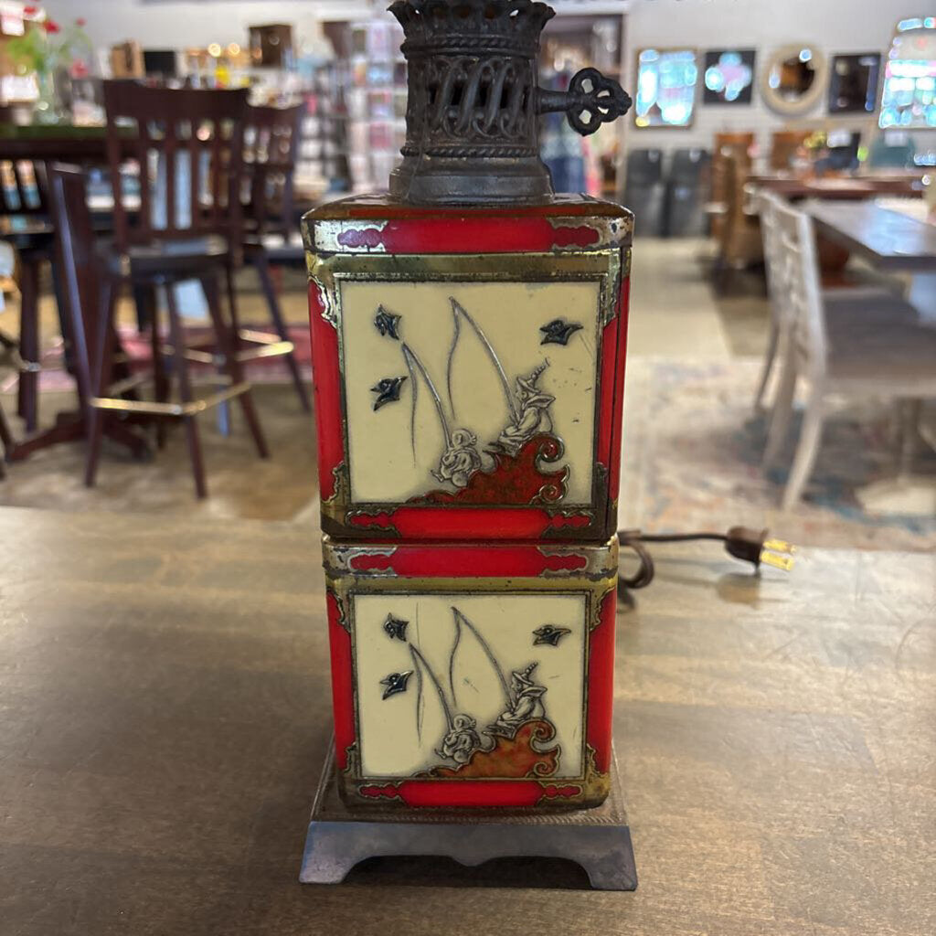 Vintage Asian Tea Tin Lamp
