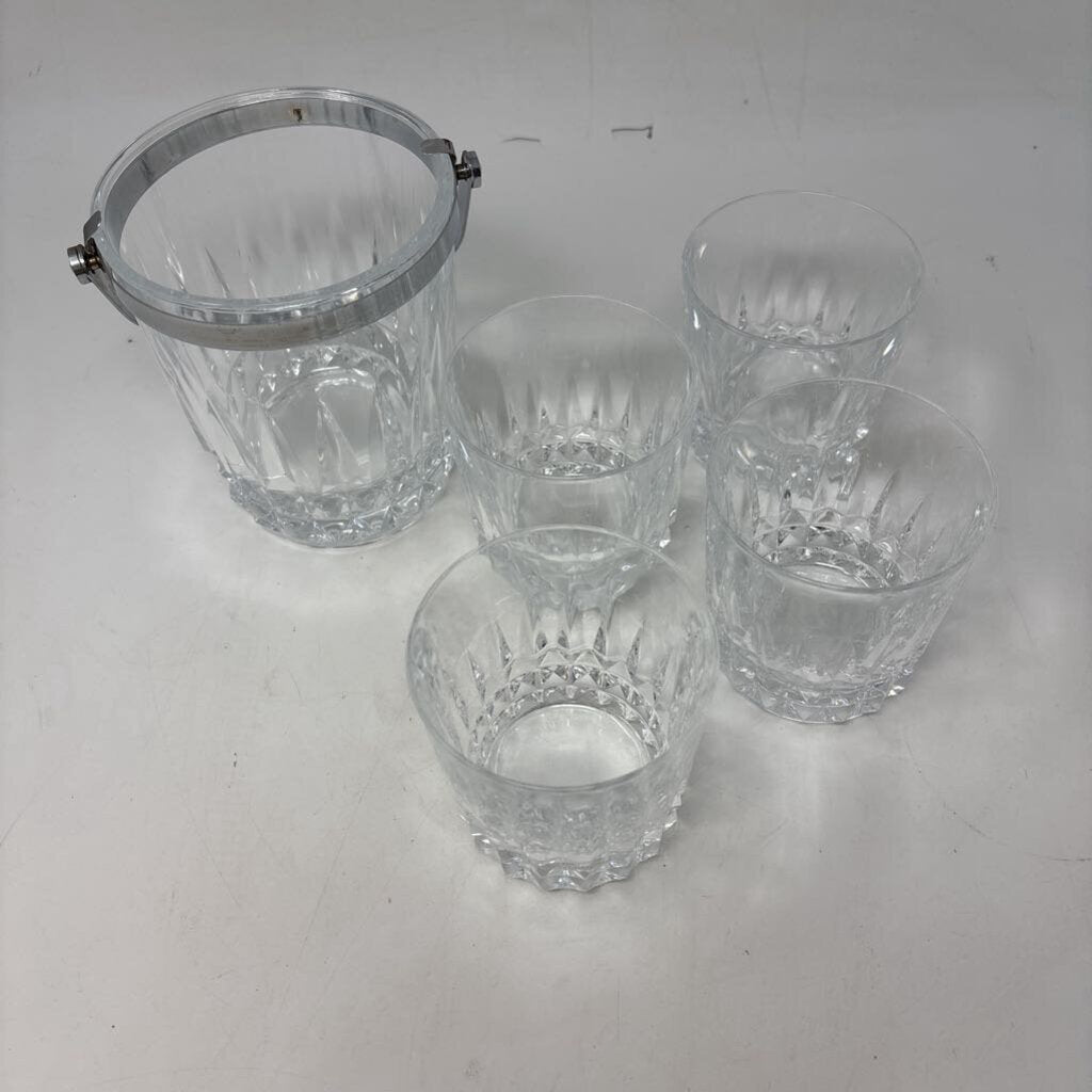 Crystal Ice Bucket and 4 Glasses