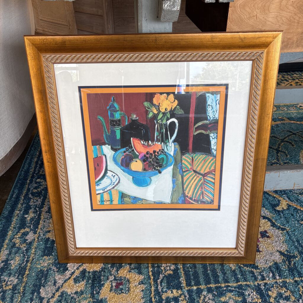 Framed Still Life Fruits and Flowers