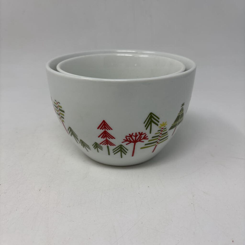 Crate & Barrel Christmas Tree Bowls 2 PC