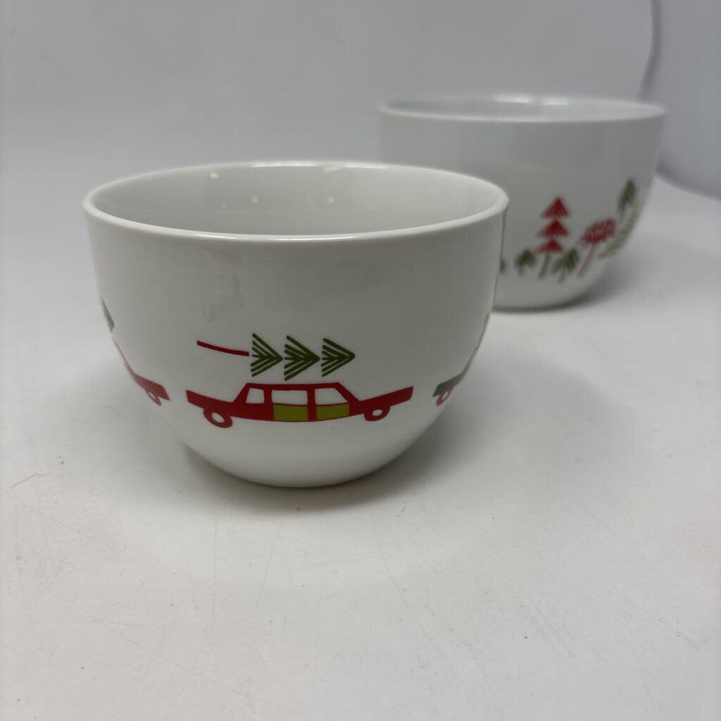 Crate & Barrel Christmas Tree Bowls 2 PC