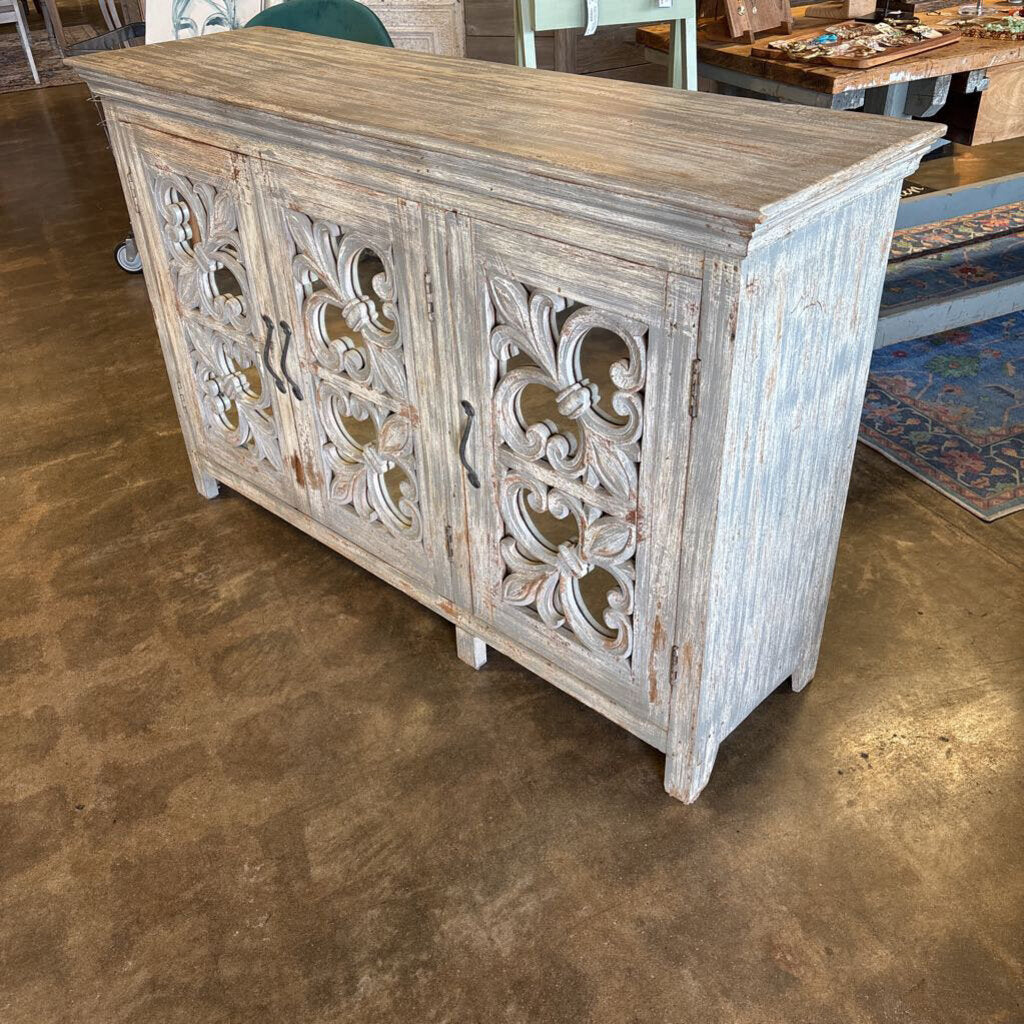 Distressed Mirrored Doors Cabinet 61 X 18 X 38.75