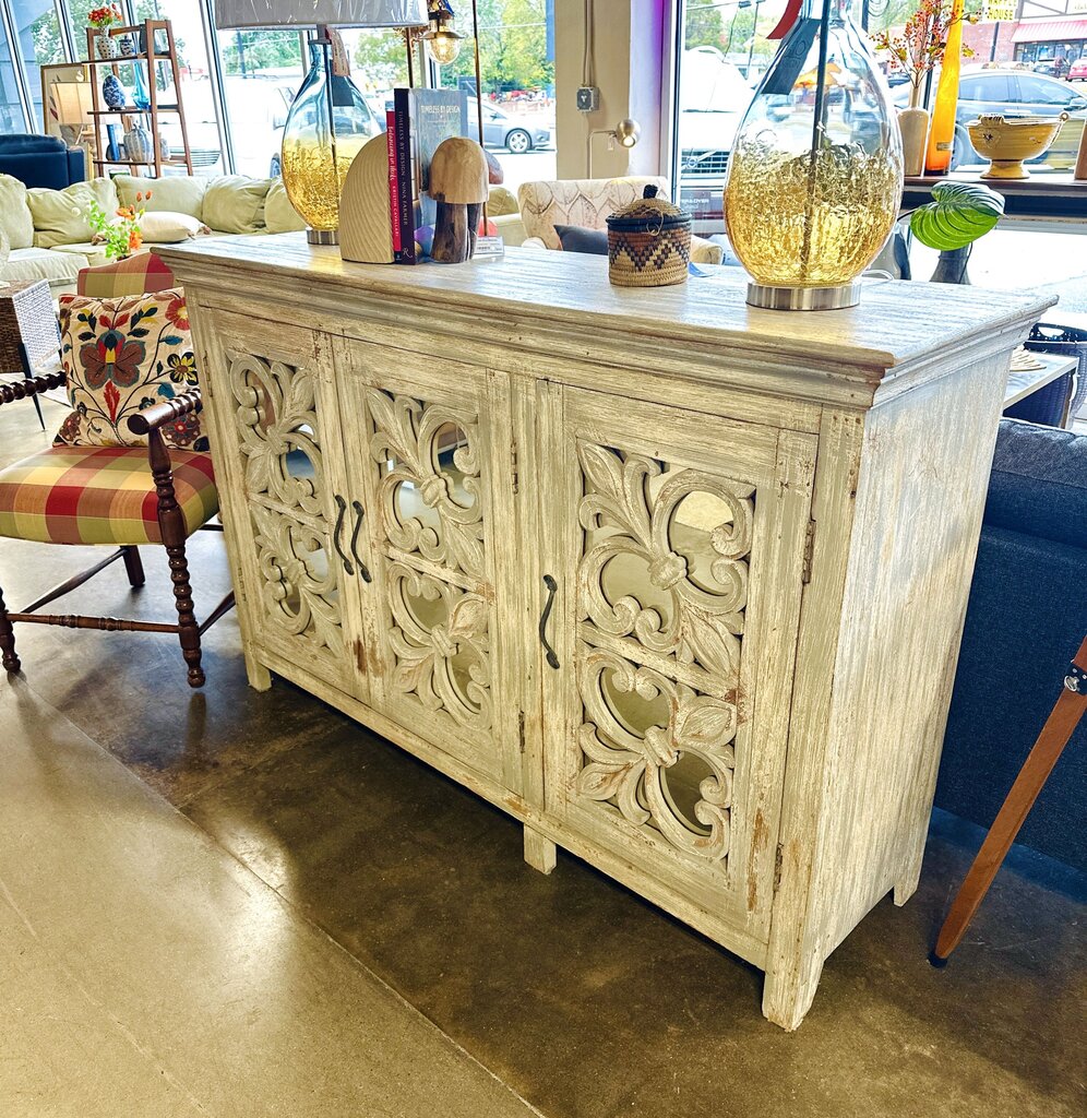 Distressed Mirrored Doors Cabinet 61 X 18 X 38.75