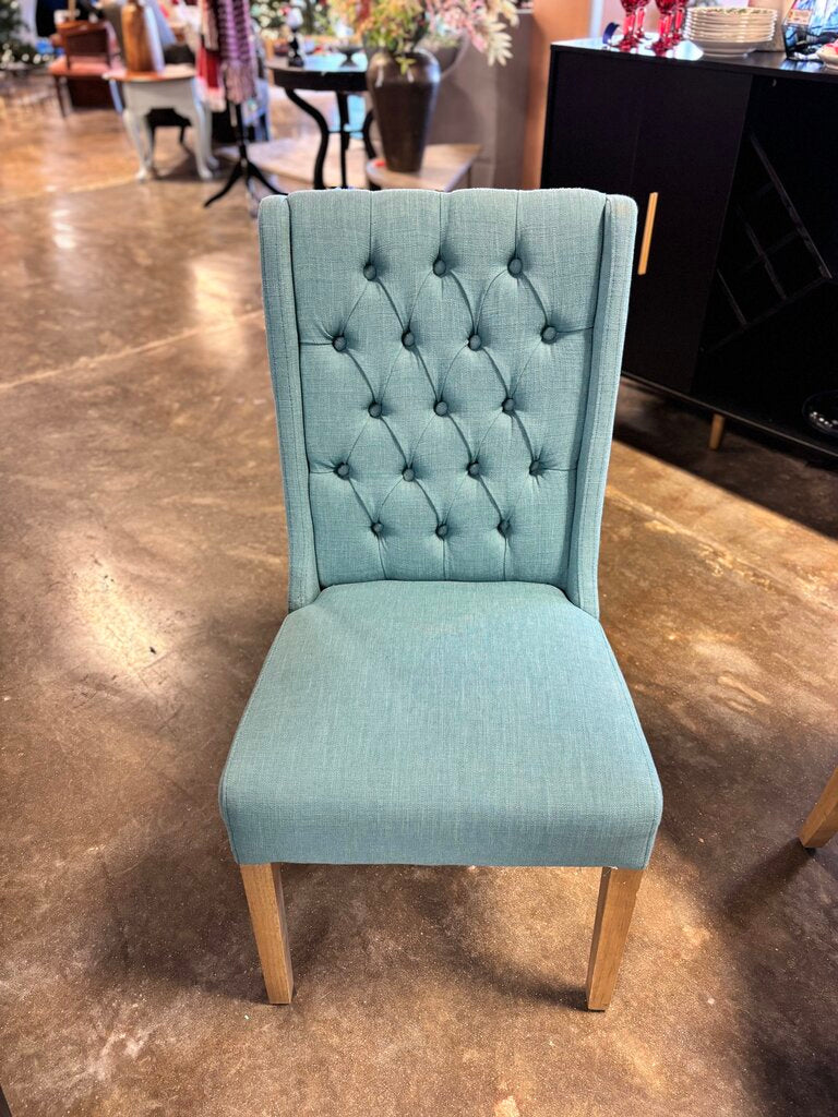 Set 4 Linen Tufted Dining Chairs