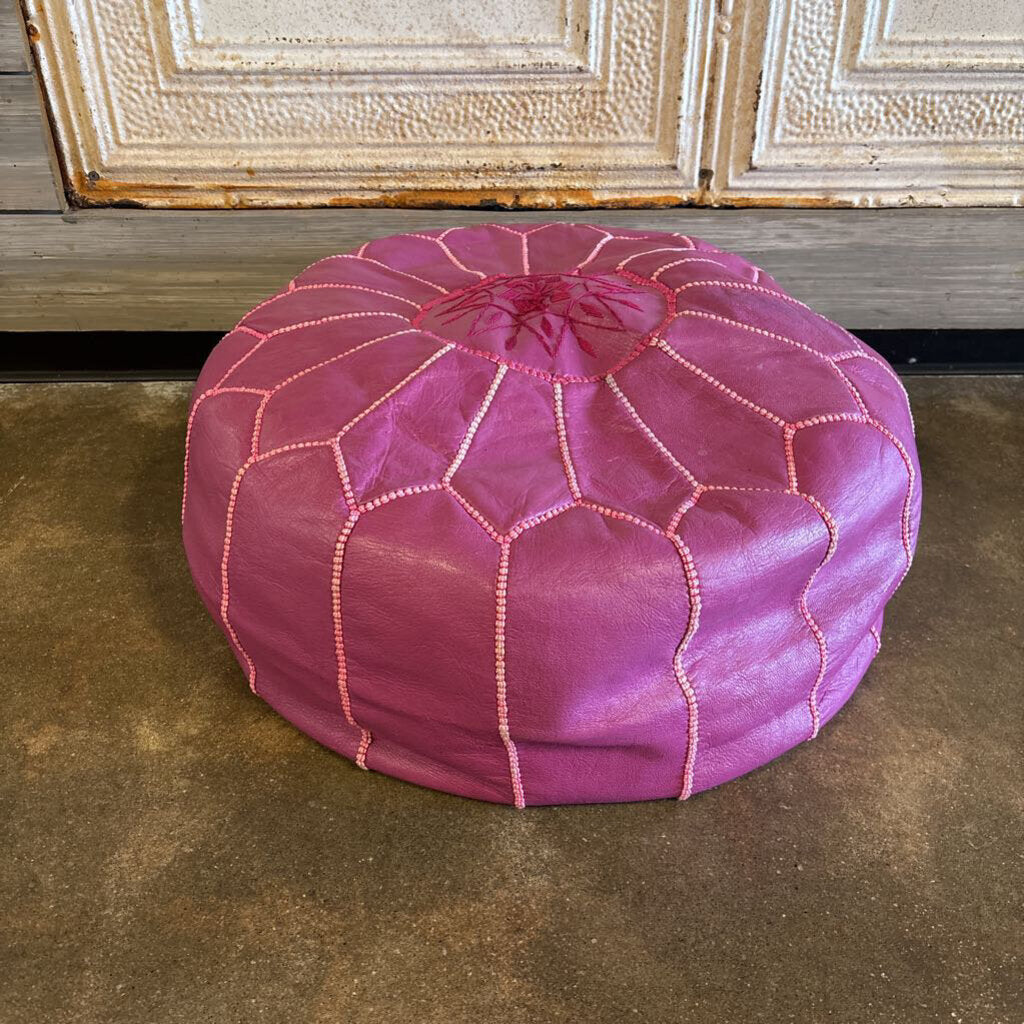 Moroccan Leather Pouf