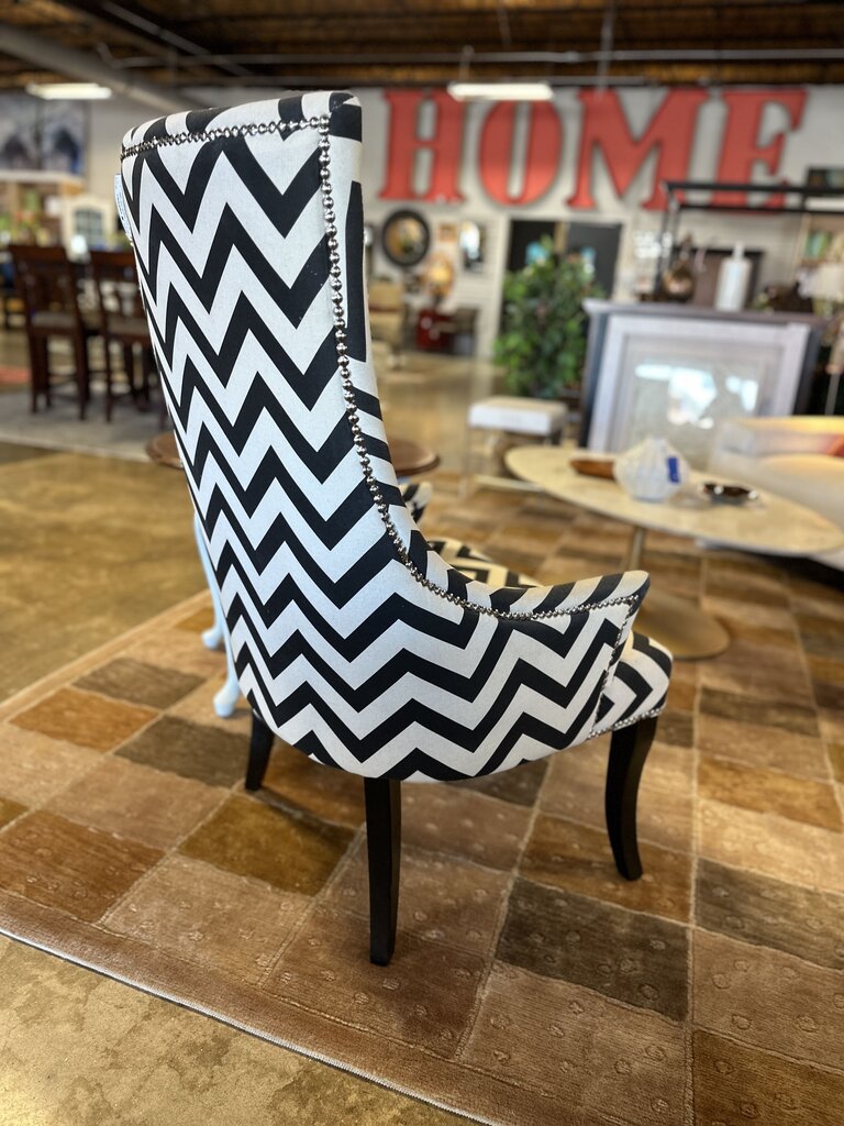 Chevron Print Chair With Upholstery Tacks