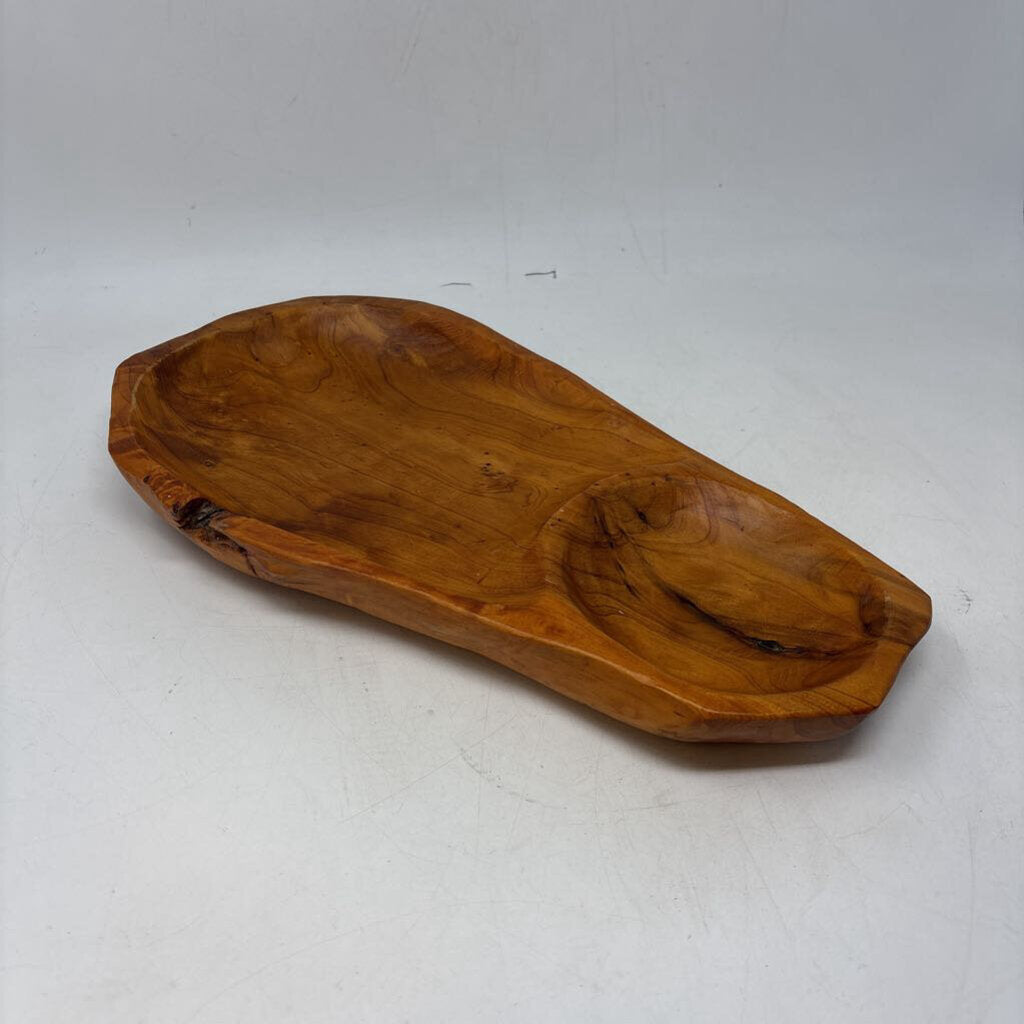 2 Section Wood Bowl/Tray