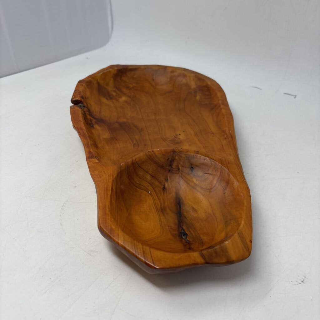 2 Section Wood Bowl/Tray