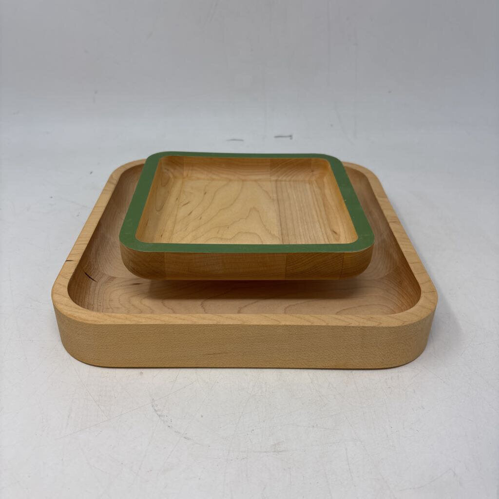 2pc Wood Pistachio Serving Tray 9x9