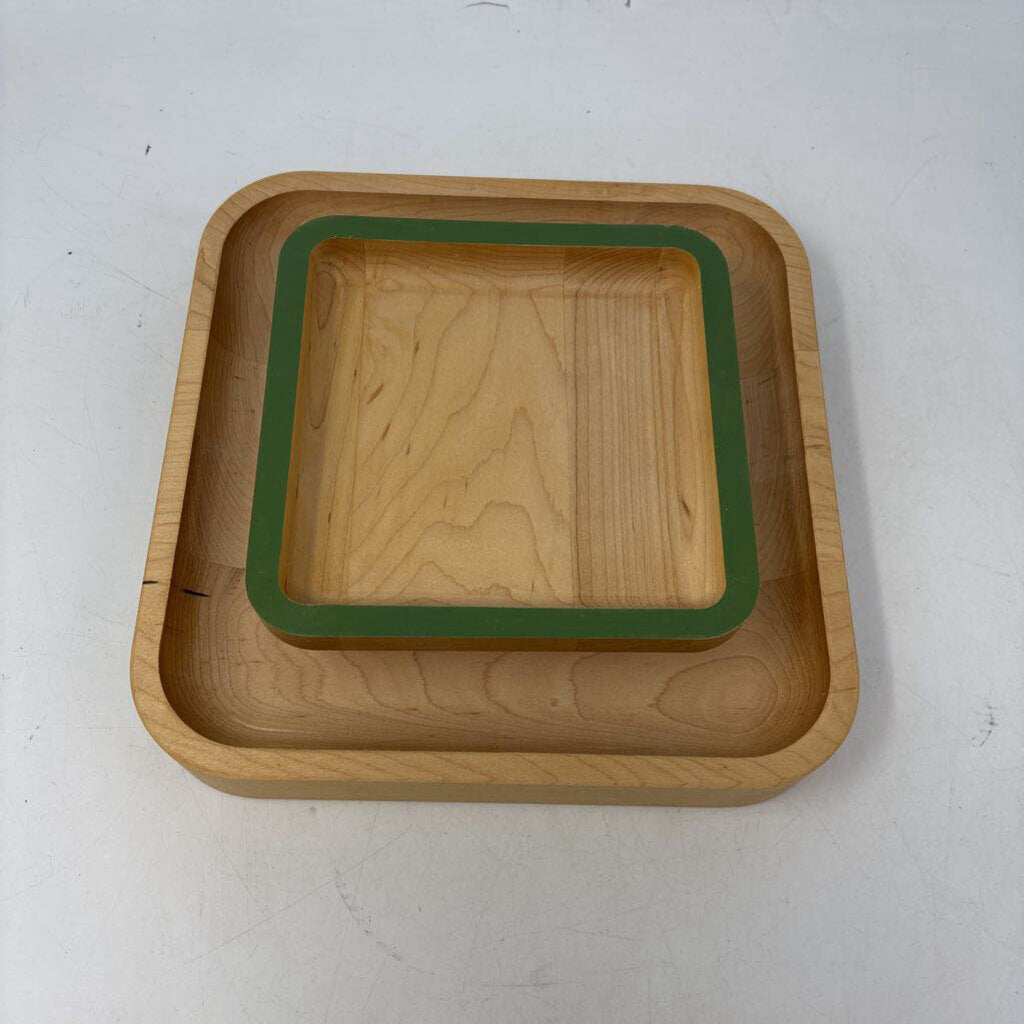 2pc Wood Pistachio Serving Tray 9x9