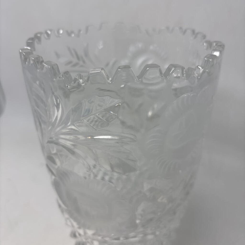 Cut Crystal Floral Vase 10in