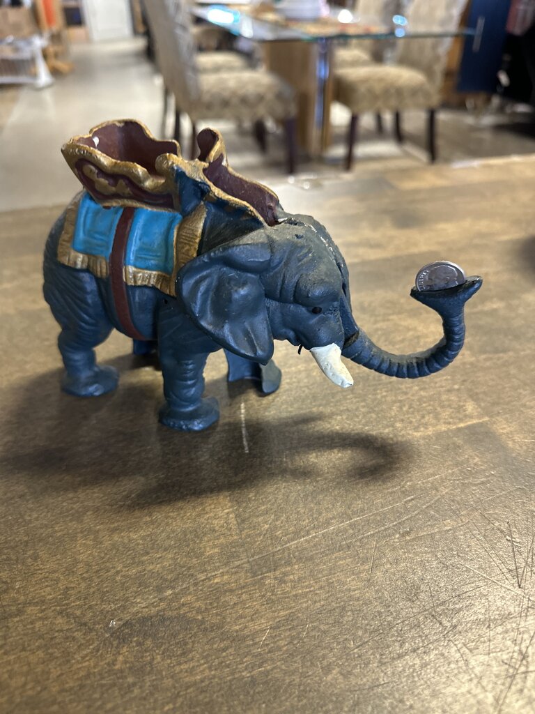 Antique Elephant Iron Coin Bank