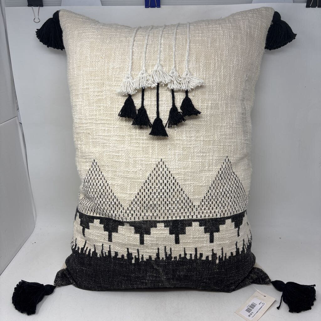 Black/White Tassel Down Filled Pillow
