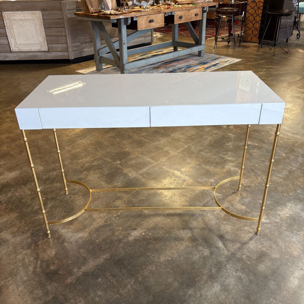 Lacquer Top 2 Drawer Desk 47.5 X 20 X 31.75