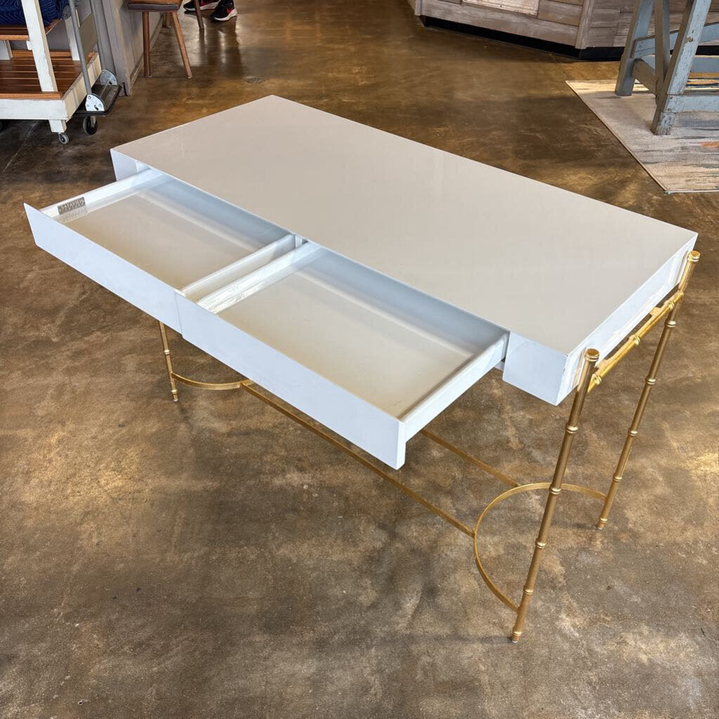 Lacquer Top 2 Drawer Desk 47.5 X 20 X 31.75