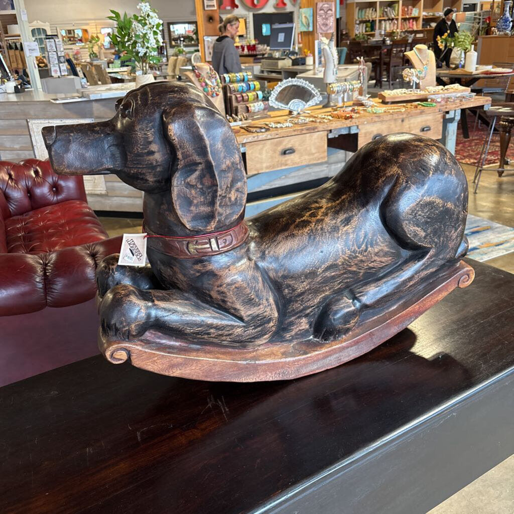 Hand Carved Rocking Dog
