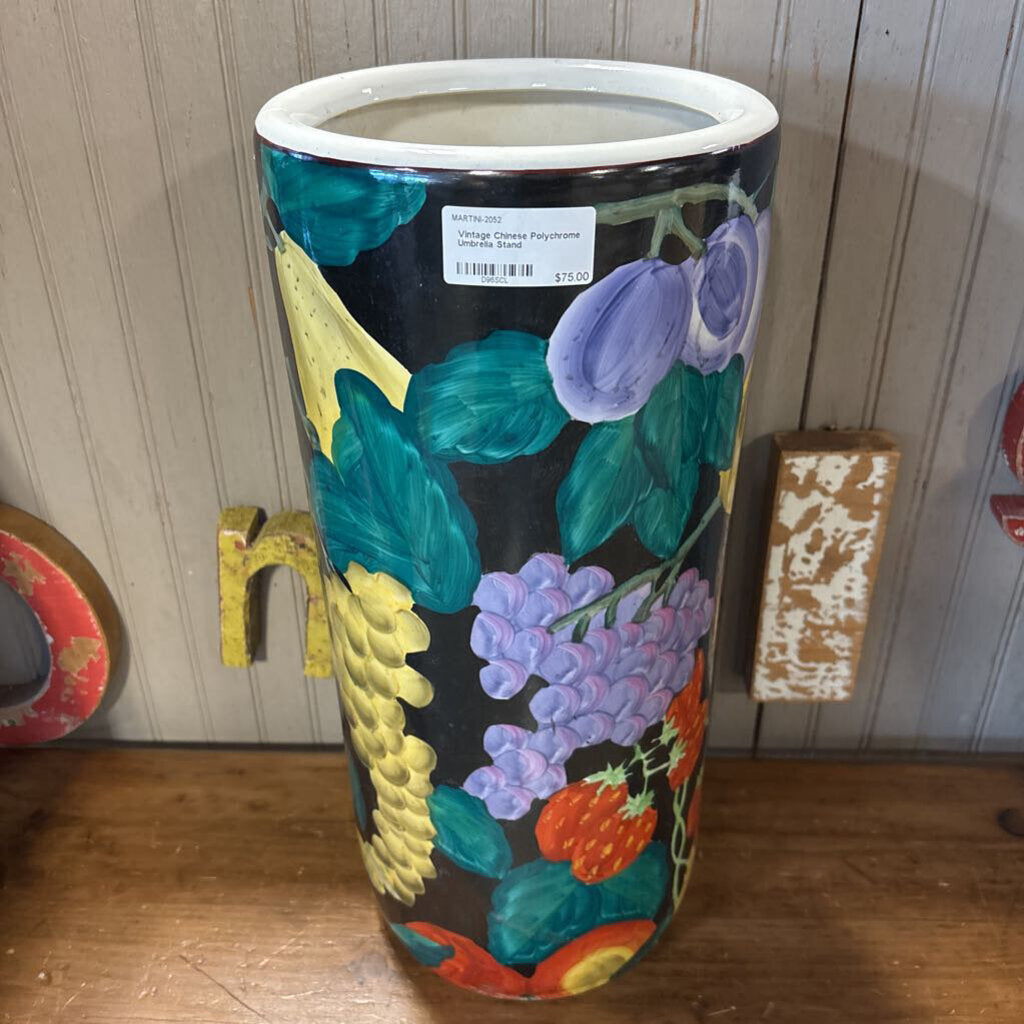 Vintage Chinese Polychrome Umbrella Stand