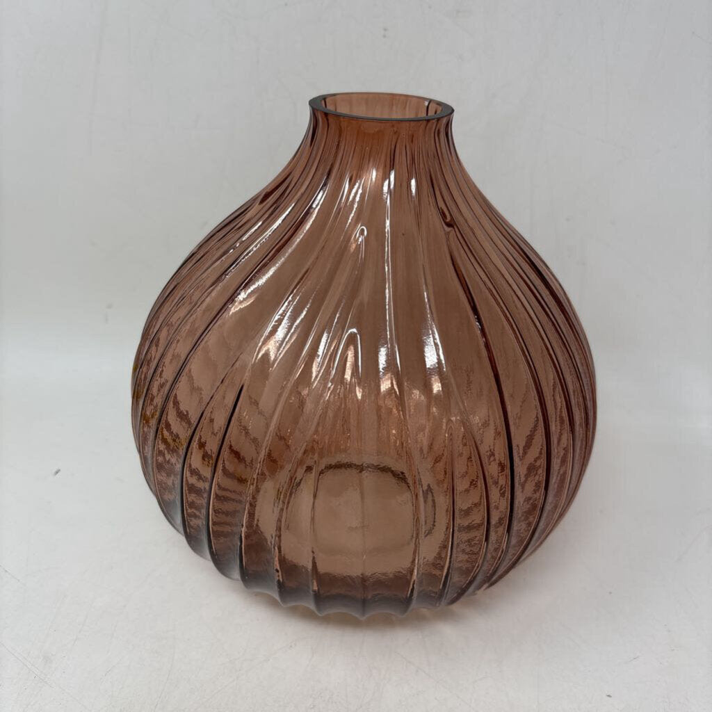 Ribbed Iridescent Glass Vase