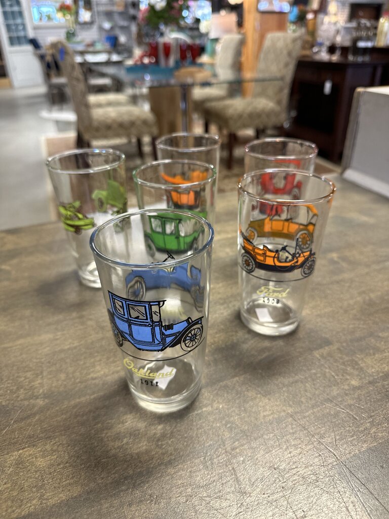 Set 6 Retro Cars Juice Glasses