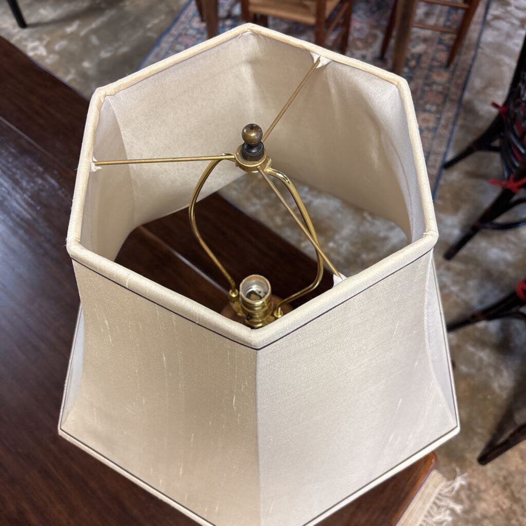 Asian Faux Wood Slate Base Lamp