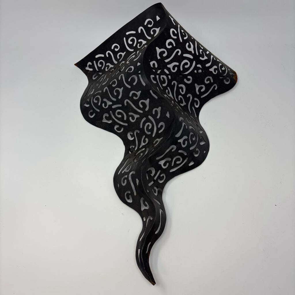 Wavy Metal Wall Scroll Deco 16"H